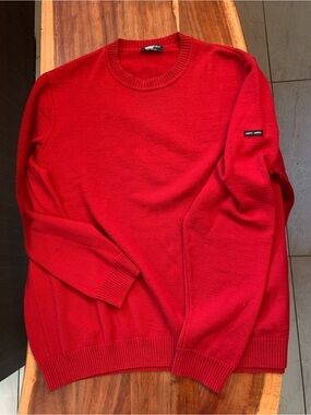 Saint James Men’s Crewneck Sweater in Bright Red